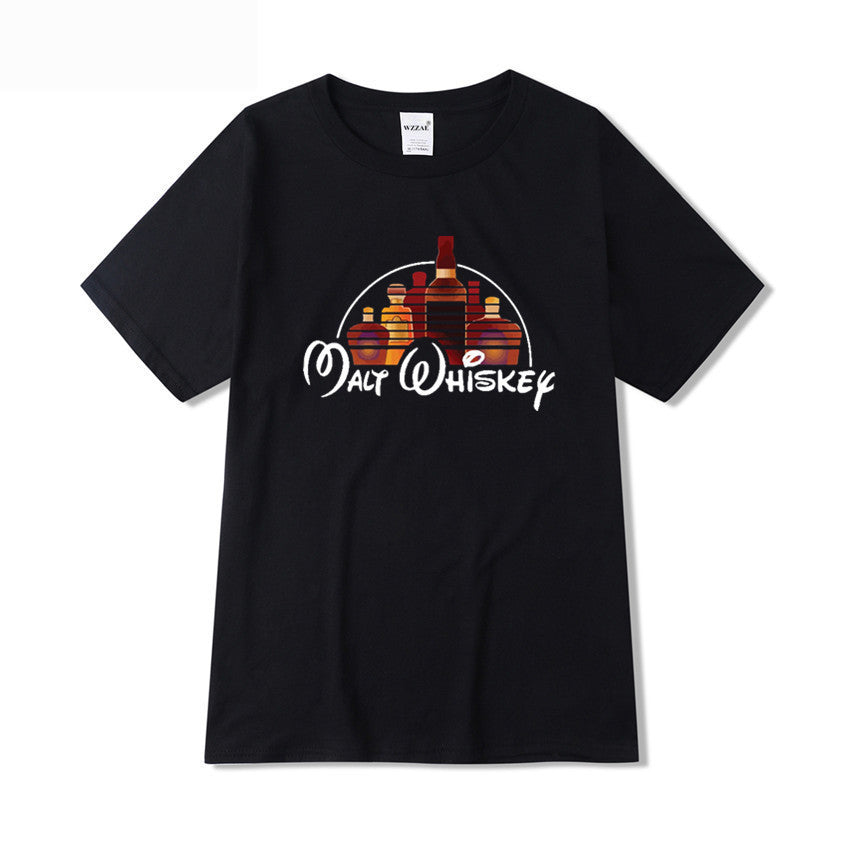 Whiskey Graphic Print Casual Short Sleeves