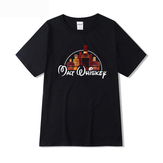 Whiskey Graphic Print Casual Short Sleeves