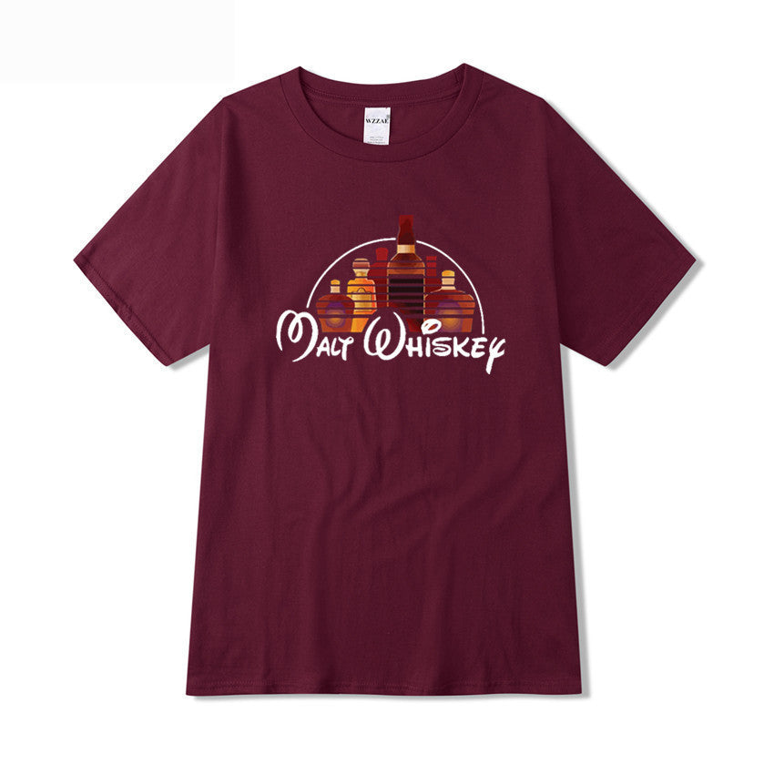 Whiskey Graphic Print Casual Short Sleeves