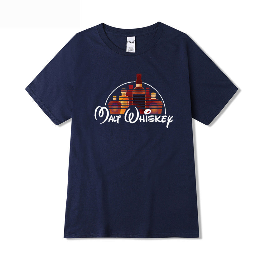 Whiskey Graphic Print Casual Short Sleeves
