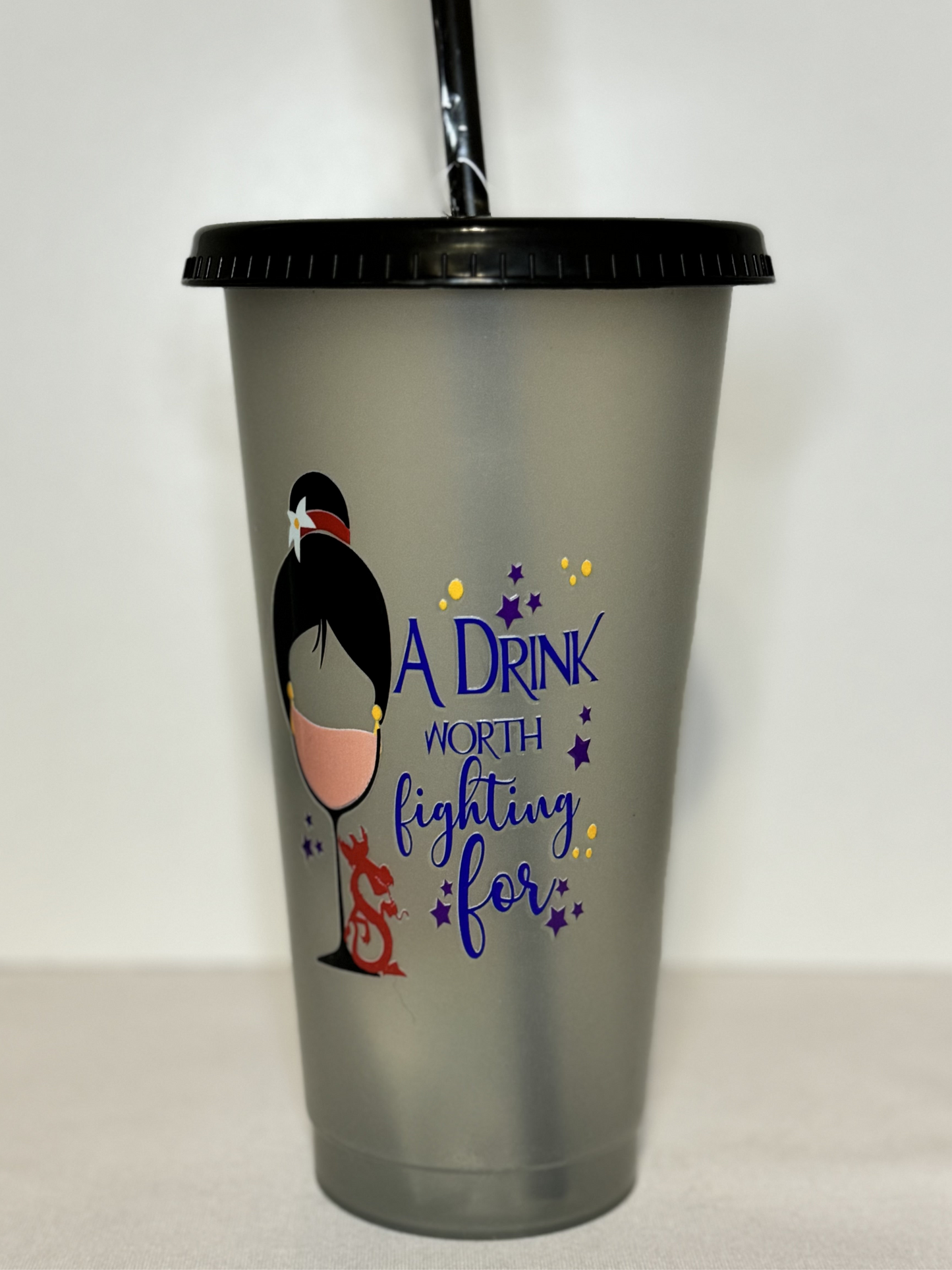 Princess Cold Beverage Tumbler - 24oz with lid and straw