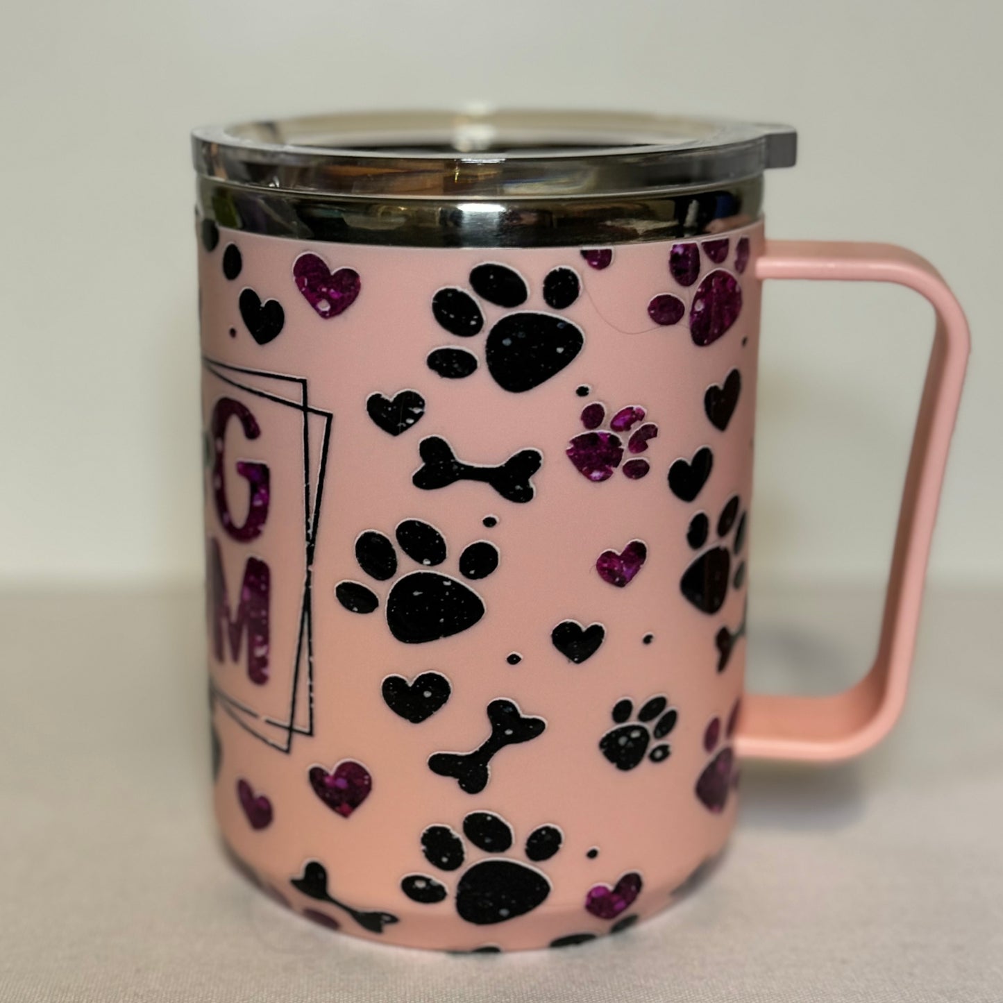Dog Mom - 16oz Stainless Steel Mug with Lid