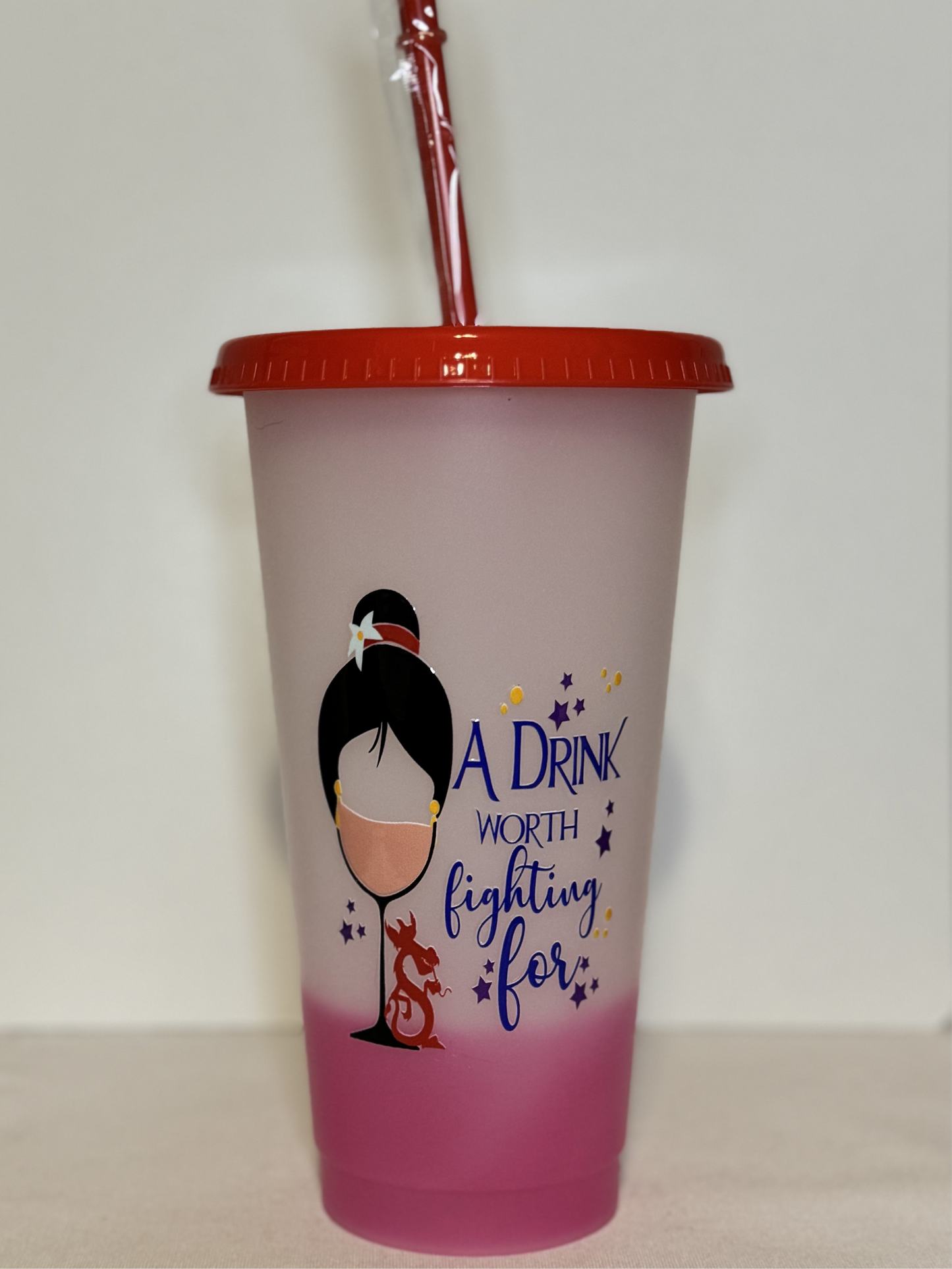 Princess Cold Beverage Tumbler - 24oz with lid and straw