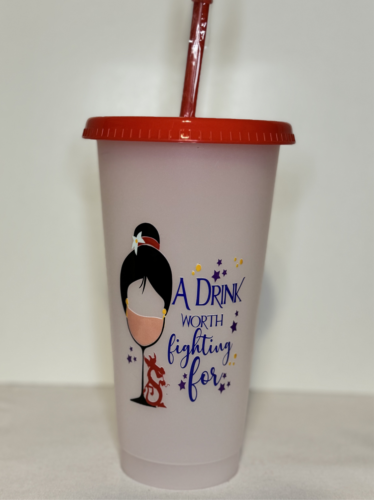 Princess Cold Beverage Tumbler - 24oz with lid and straw
