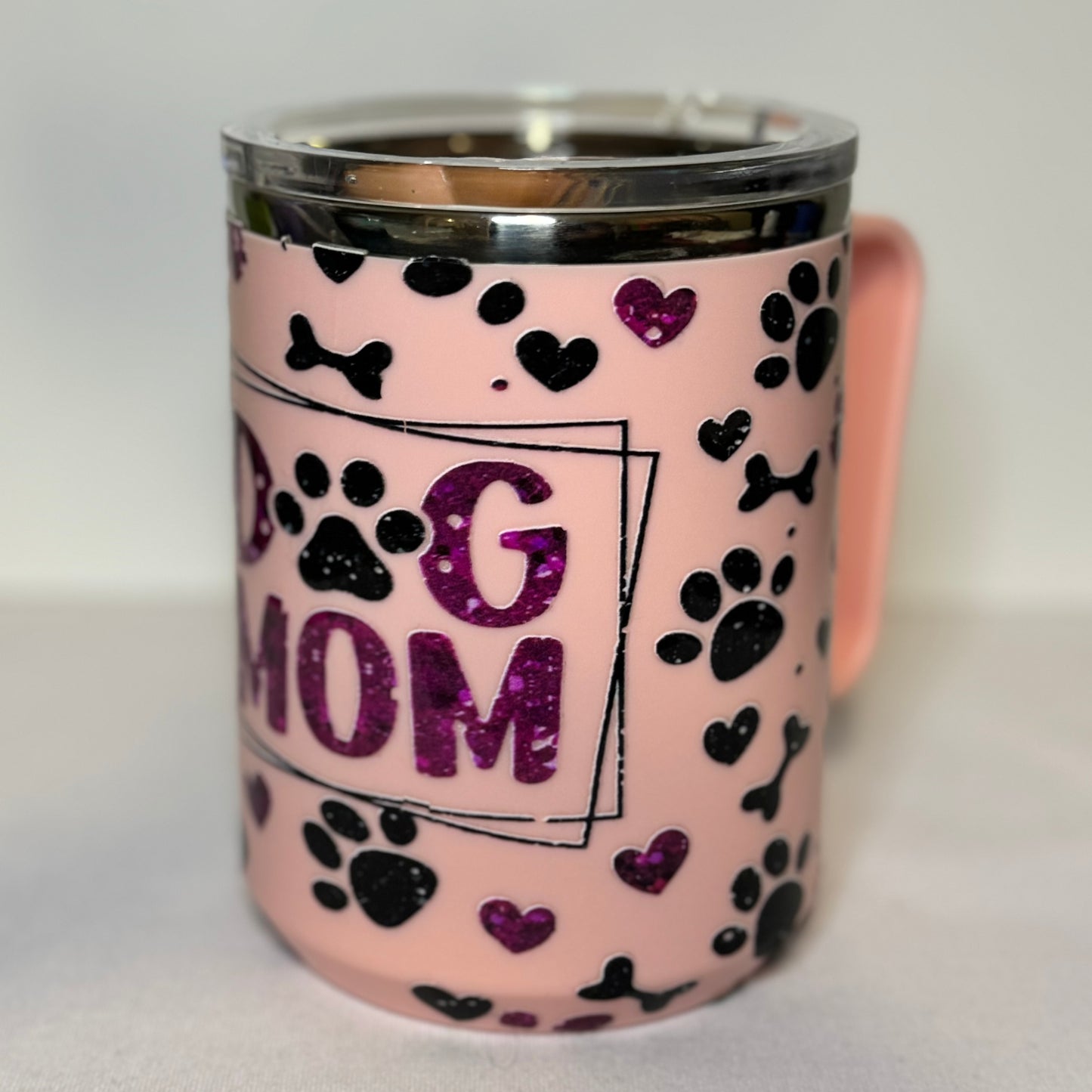 Dog Mom - 16oz Stainless Steel Mug with Lid