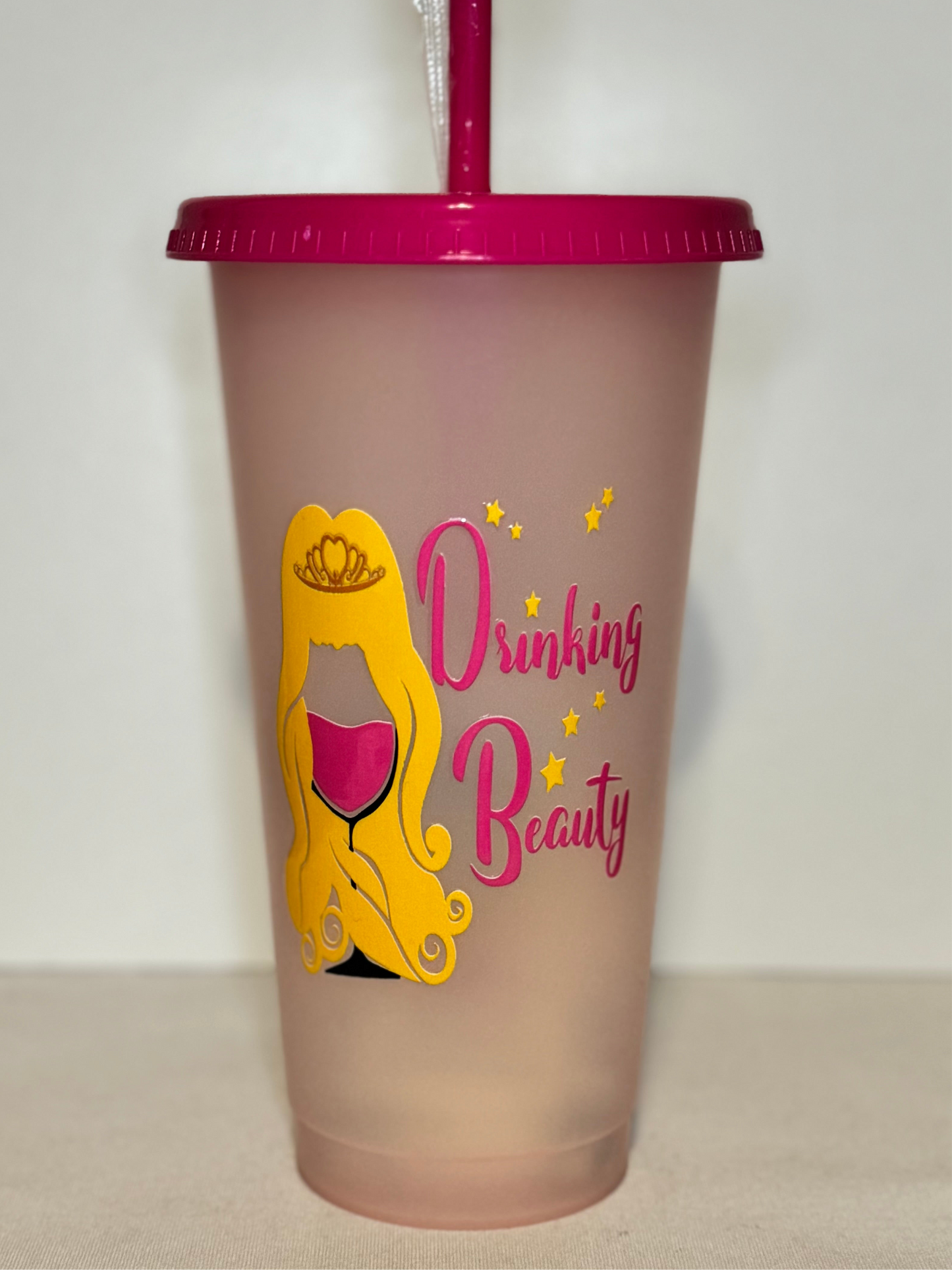 Princess Cold Beverage Tumbler - 24oz with lid and straw