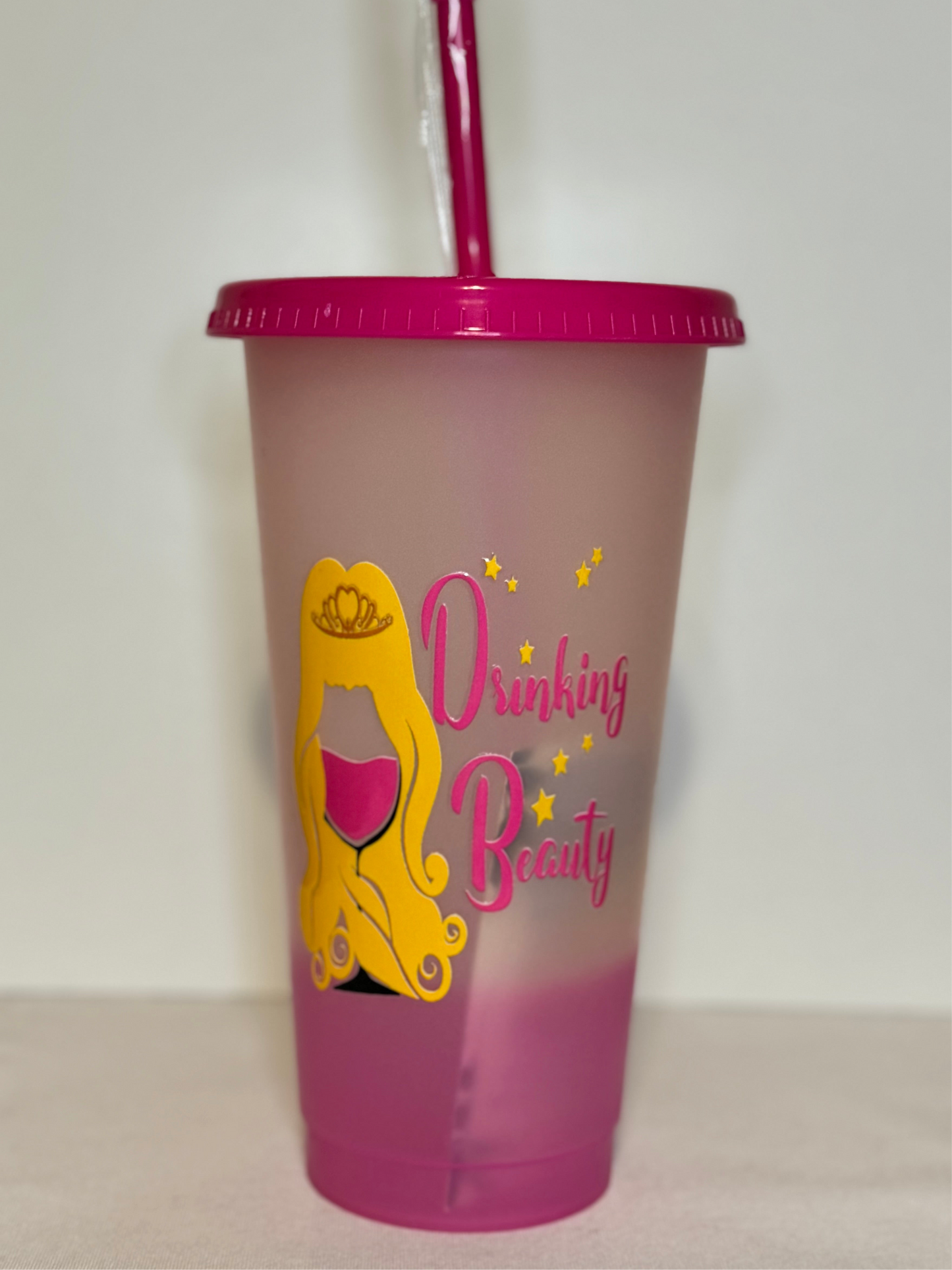 Princess Cold Beverage Tumbler - 24oz with lid and straw