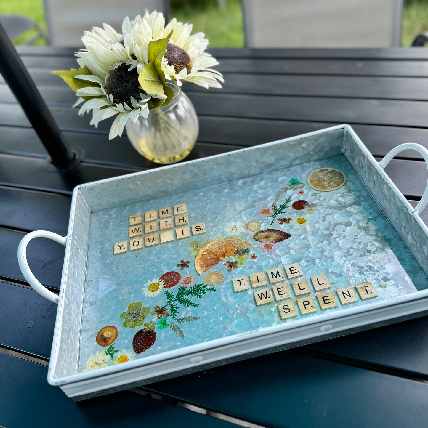 “Time Well Spent” Serving Tray - Handcrafted