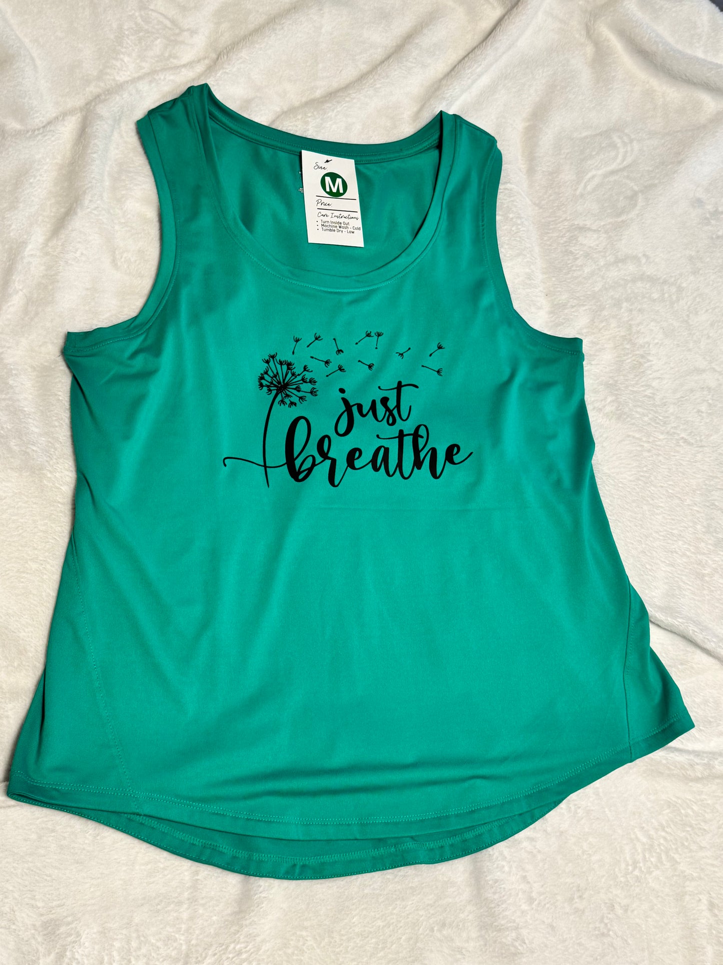 Curved Hem Athletic Tank - Just Breathe